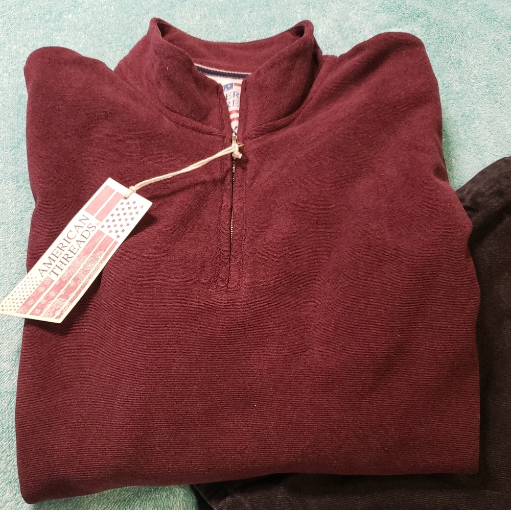 NWT American Threads Burgundy Half Zip Sz X-Large